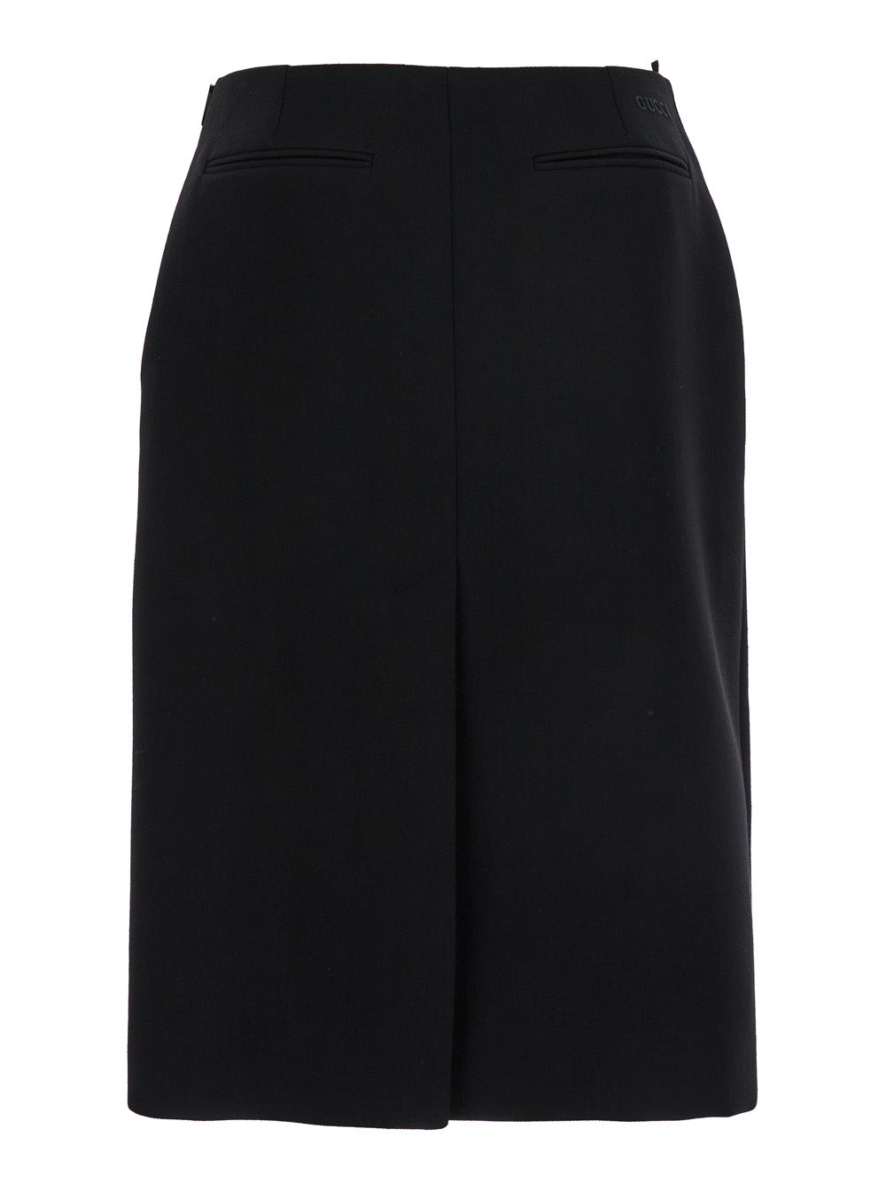 Gucci Black Wool High-Waist Skirt with Logo Waist Detail