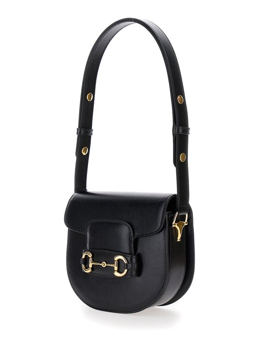 Gucci Women 'Gucci Horsebit 1955' Mini Black Shoulder Bag With Horsebit Detail In Leather Woman