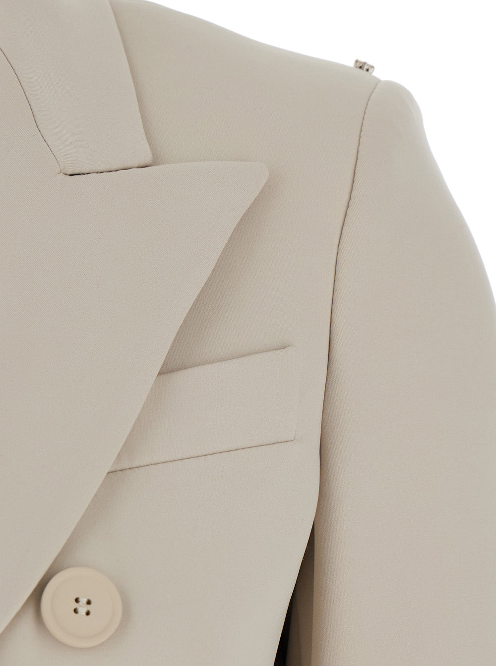 Sportmax Women 'Frizzo' Beige Double-Breasted Jacket With Peak Revers In Tech Fabric Stretch Woman