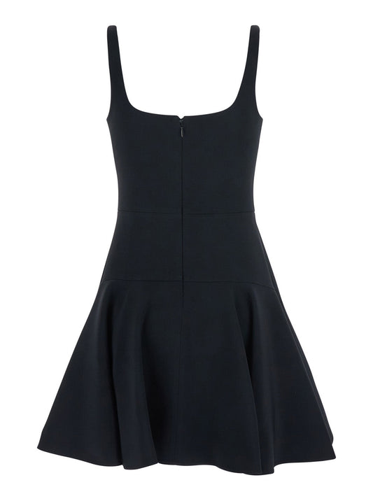 Givenchy Women Black Mini Dress With Flared Skirt And Square Neckline In Viscose Blend Stretch Woman