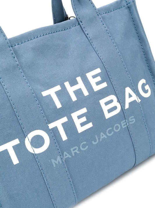 Marc Jacobs Women Shopper Tote 'The Traveller' In Blue Canvas With Logo Print