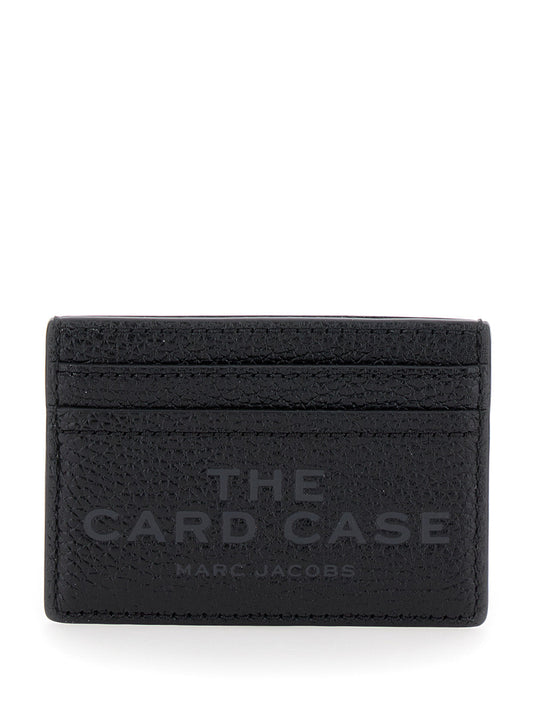 Marc Jacobs Women Black Leather 'Logo' Card Holder With Card Slot For Women