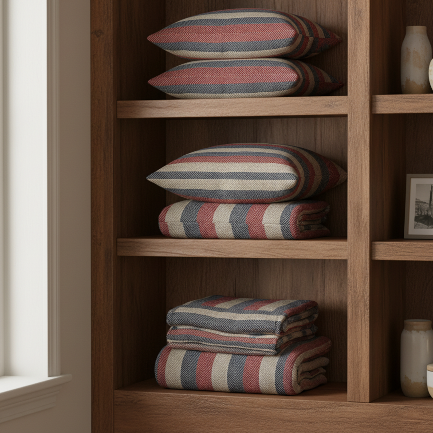 Americana Cabana Stripe Pillow Cover — Designed to bring effortless East Coast charm to beds, sofas, and sunrooms alike.