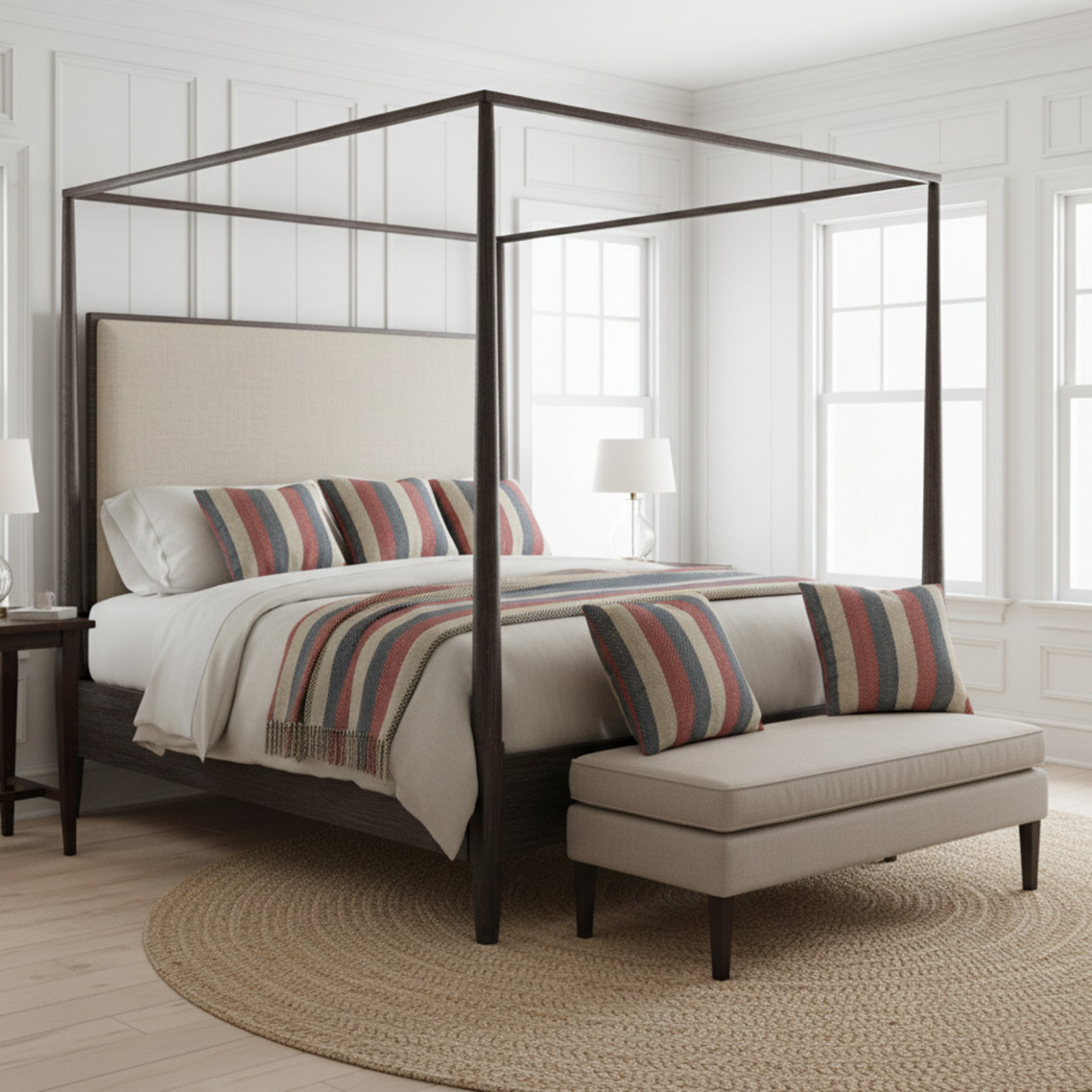 Americana Cabana Stripe Pillow Cover — Designed to bring effortless East Coast charm to beds, sofas, and sunrooms alike.