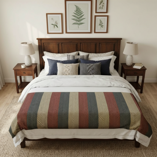 Americana Cabana Stripe King Duvet Cover — Layer your bedroom with timeless cabana stripes designed for relaxed yet elevated coastal living.