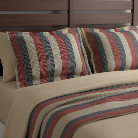 Americana Cabana Stripe Standard Pillow Shams — Soft heritage stripes inspired by salt air summers, coastal cottages, and timeless American interiors.