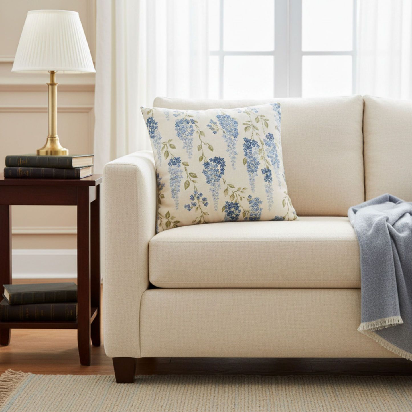 Coastal Manor Wisteria Throw Pillow Cover