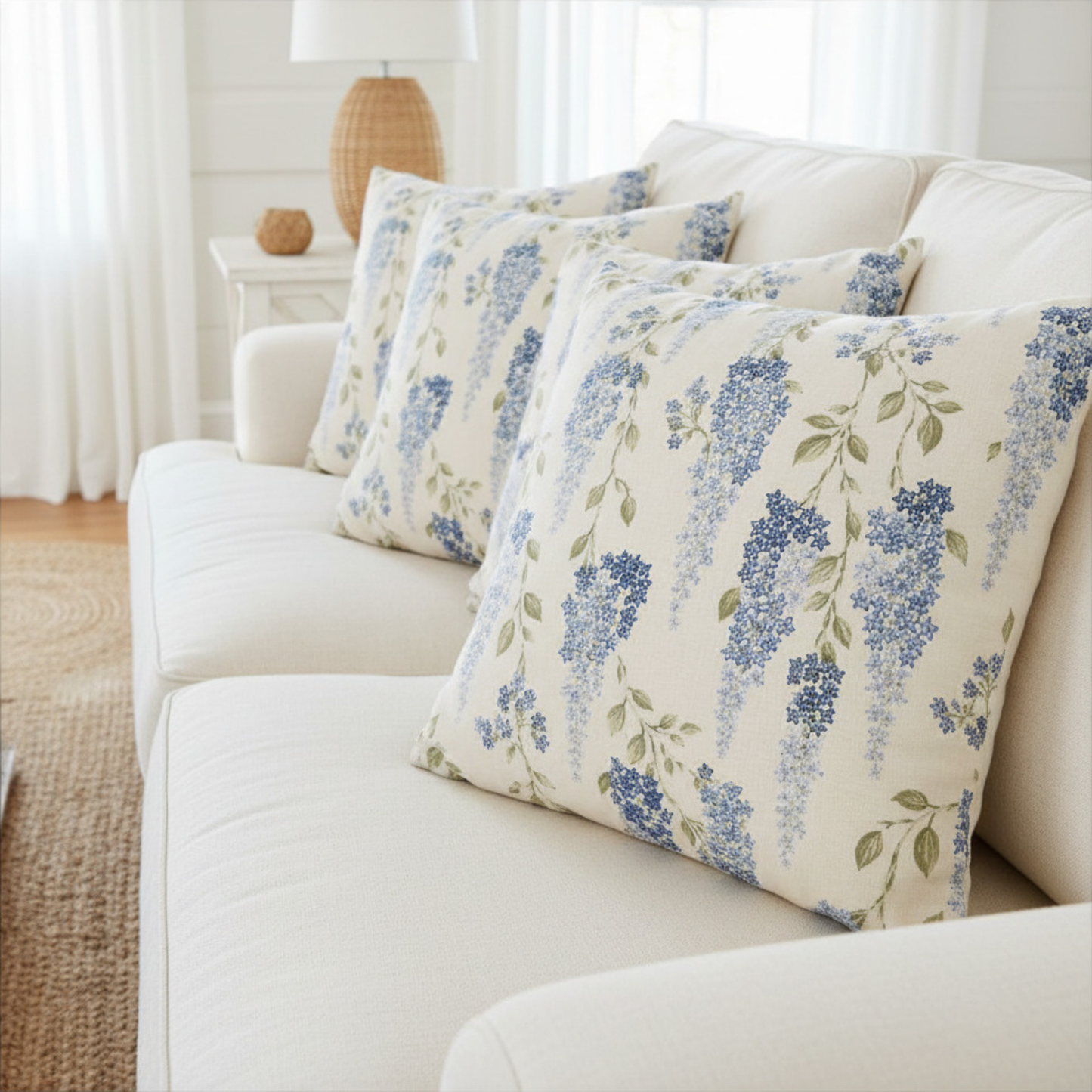 Coastal Manor Wisteria Throw Pillow Cover