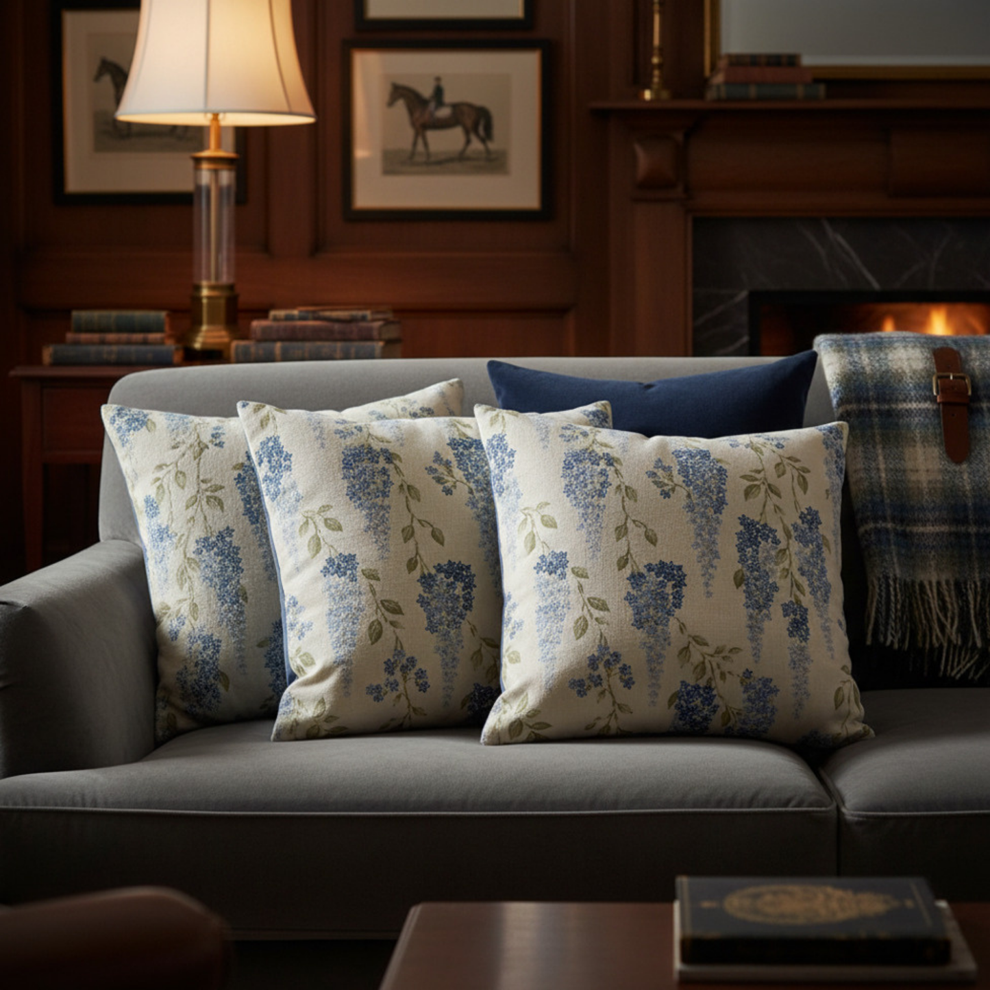 Coastal Manor Wisteria Throw Pillow Cover
