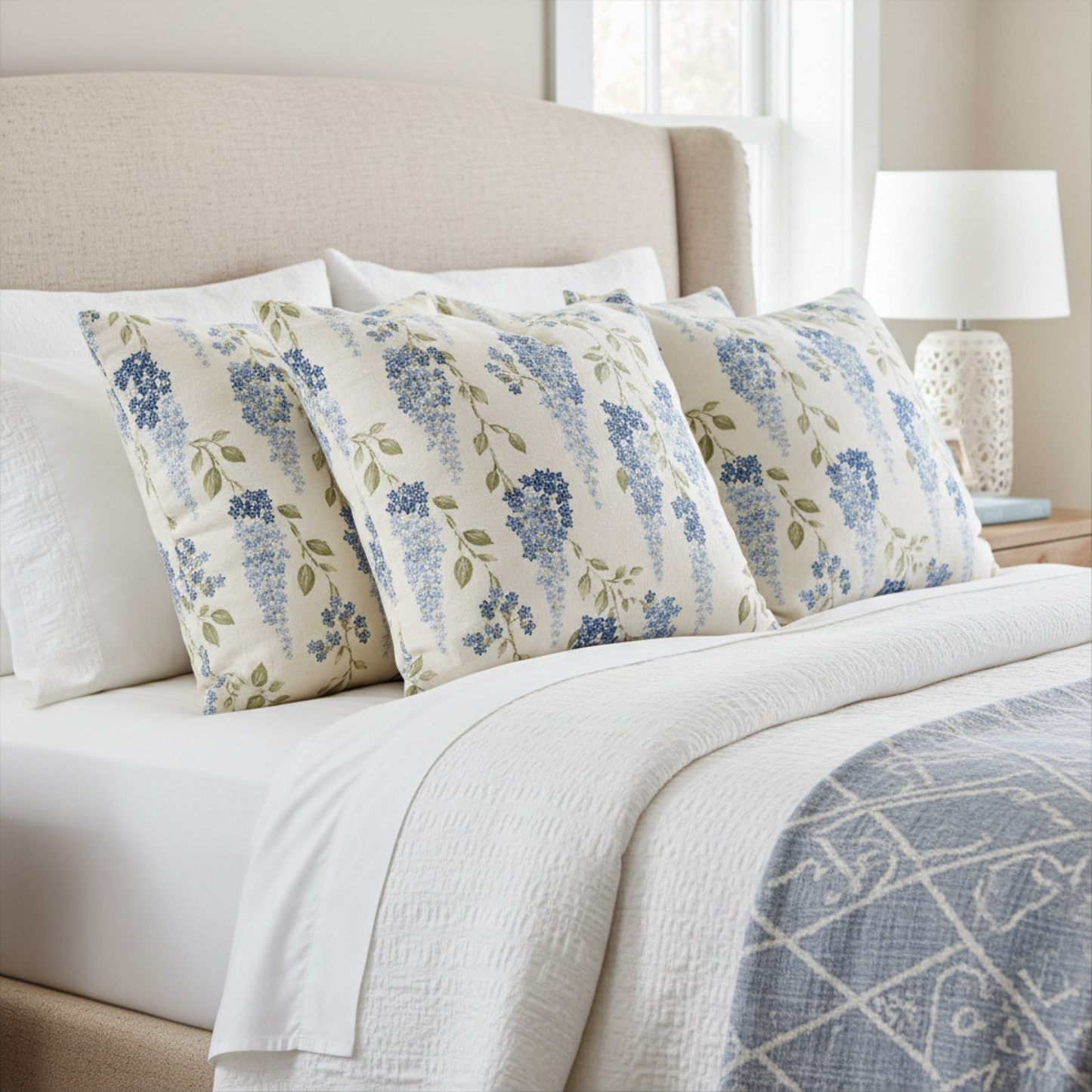 Coastal Manor Wisteria Throw Pillow Cover