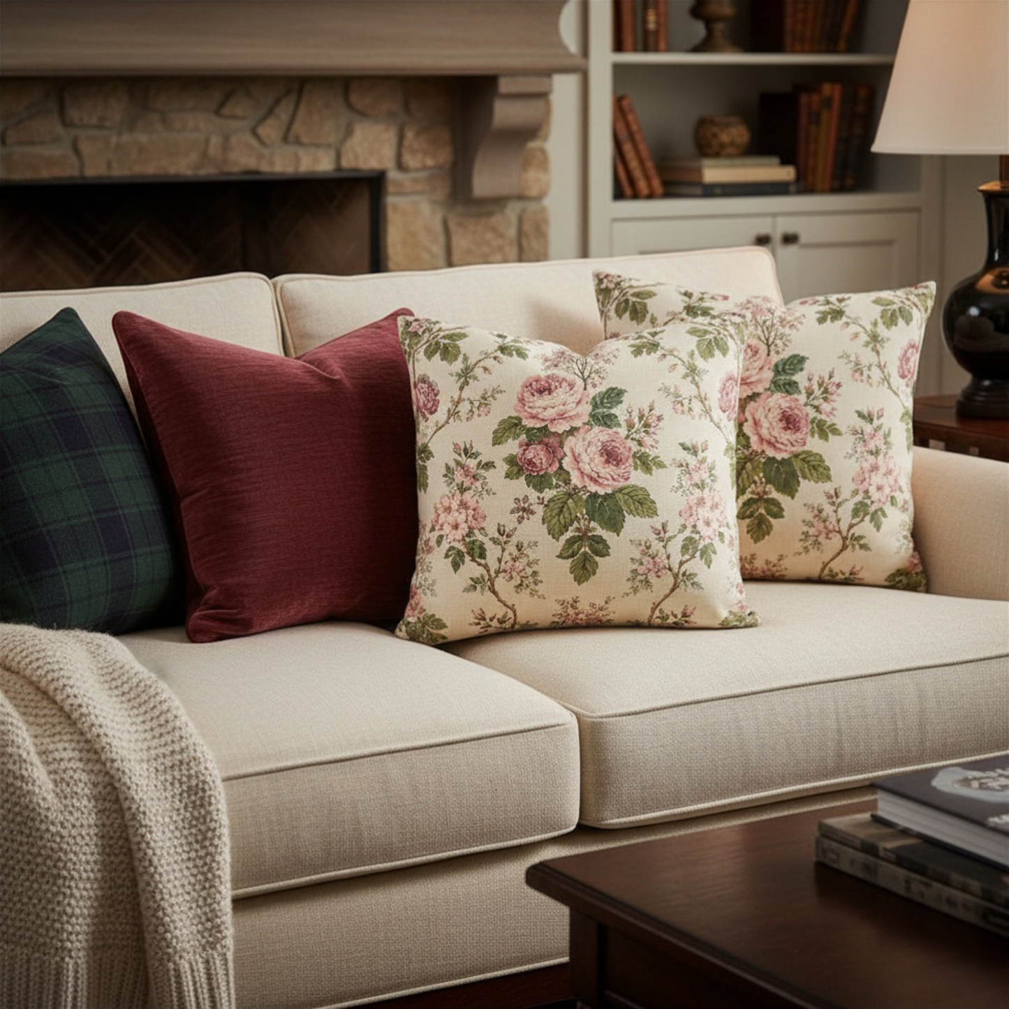 Heirloom Garden Vintage Pink Rose Pillow Cover