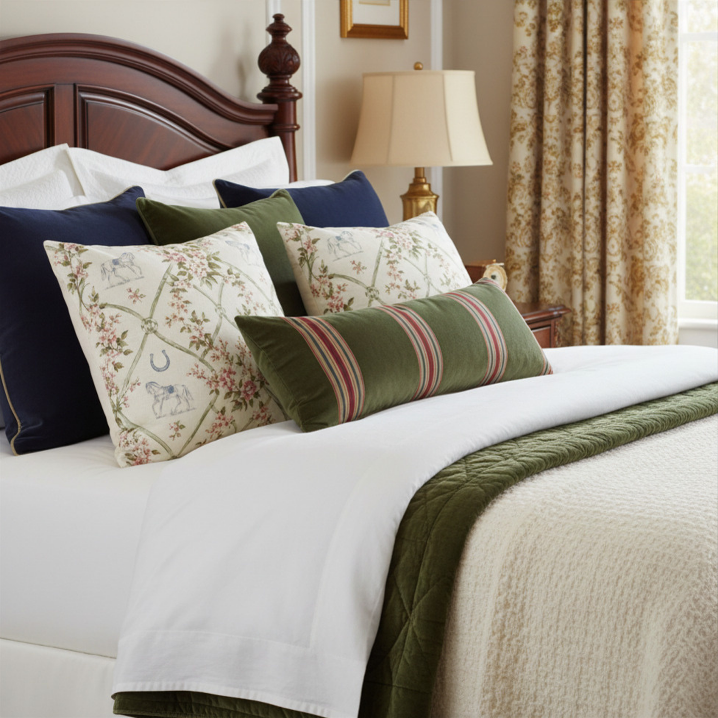 English Garden Coastal Equestrian Pillow Cover
