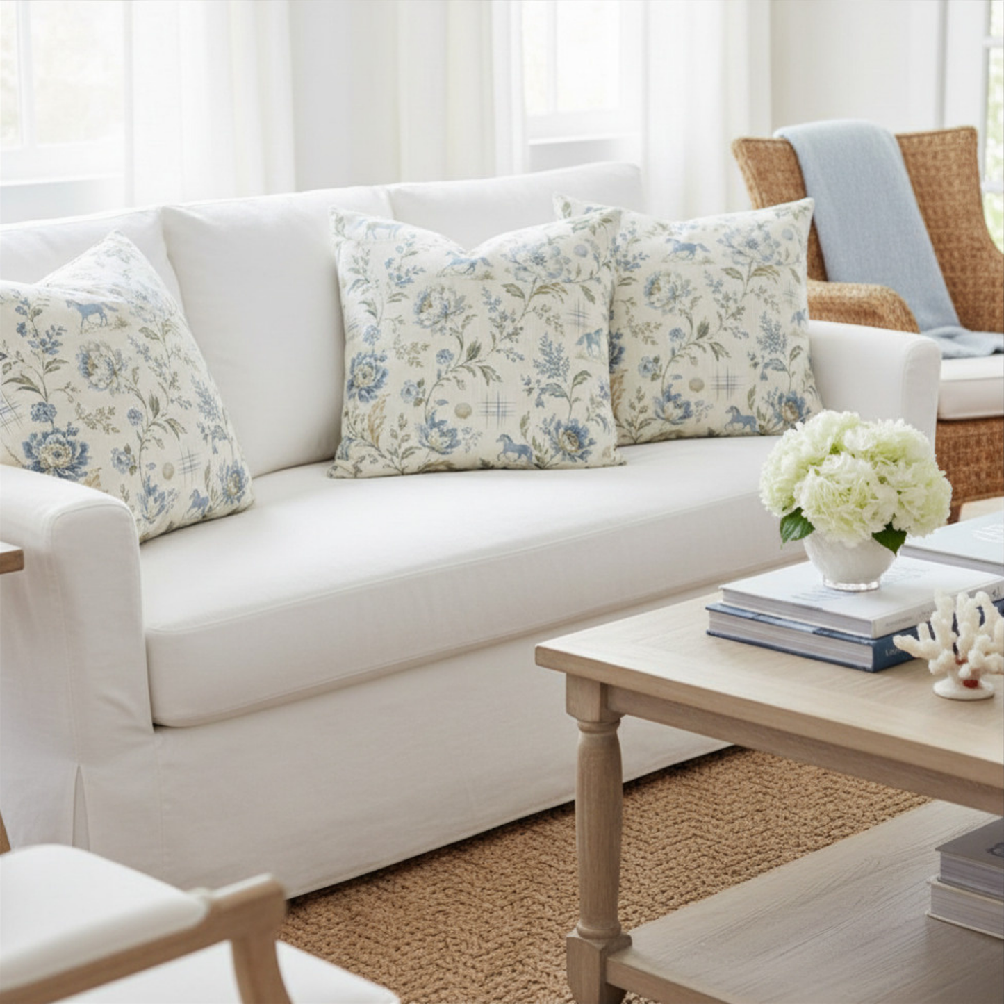 Heirloom Coastal Equestrian Throw Pillow Cover