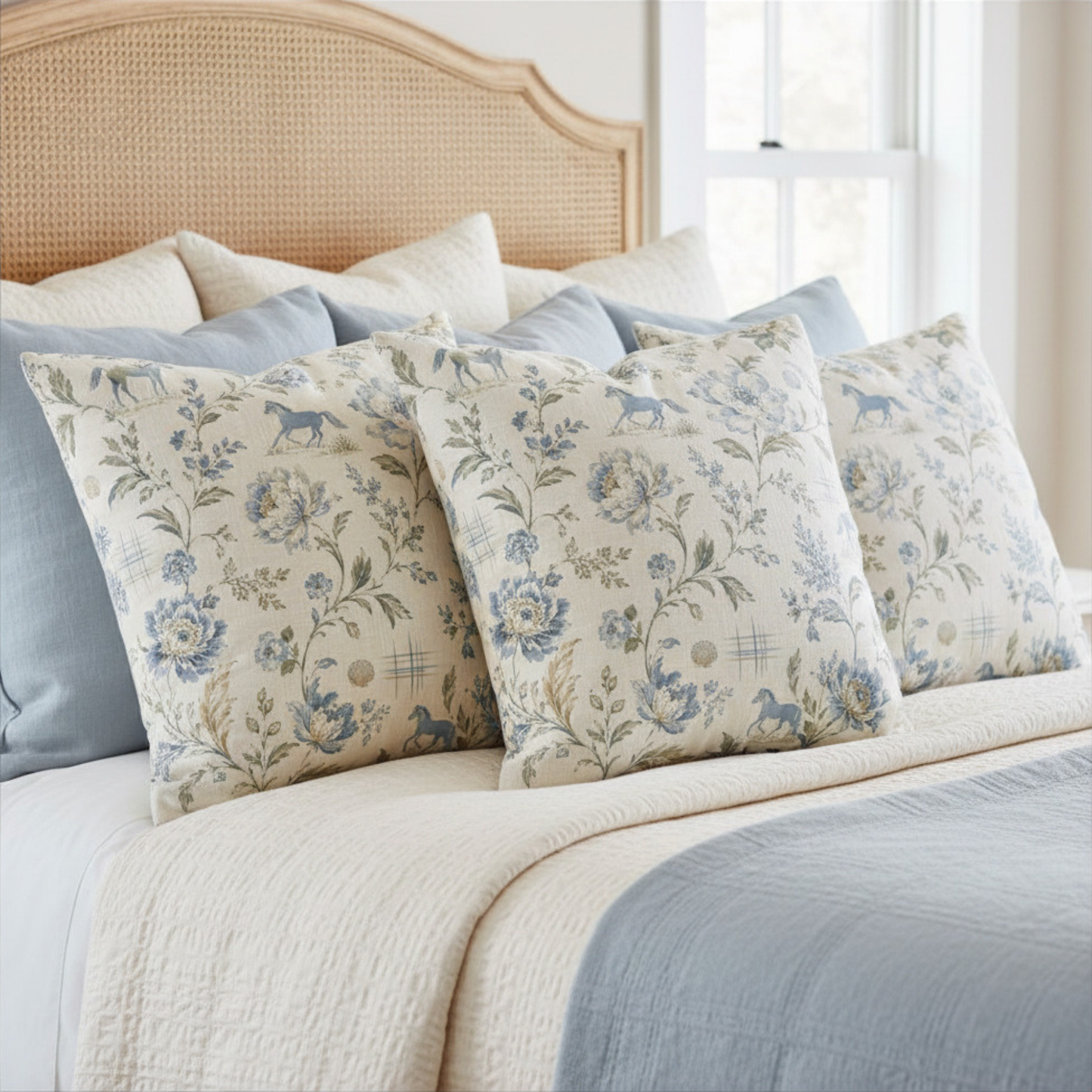Heirloom Coastal Equestrian Throw Pillow Cover