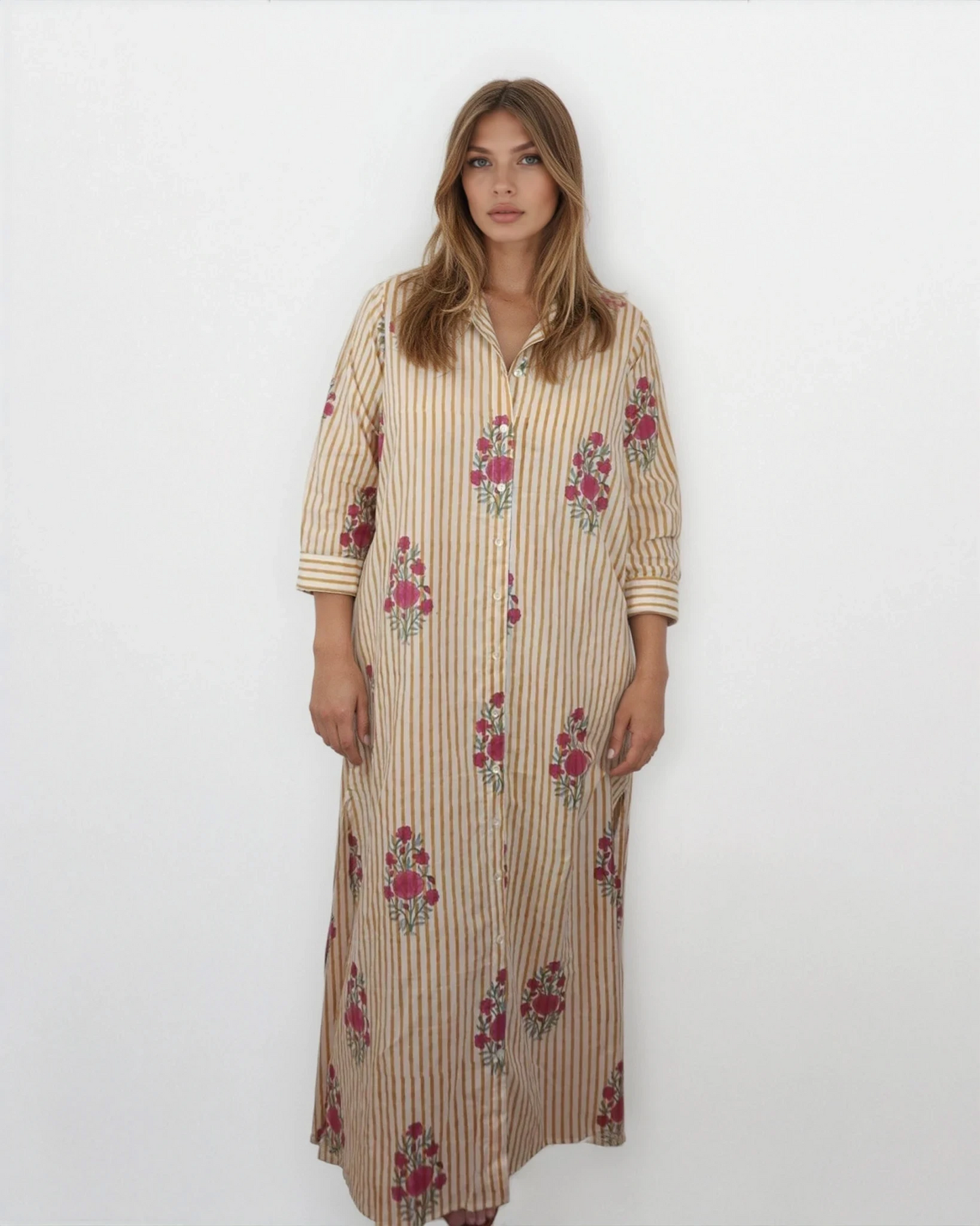 Caspian Shirt Dress - Yellow Stripe