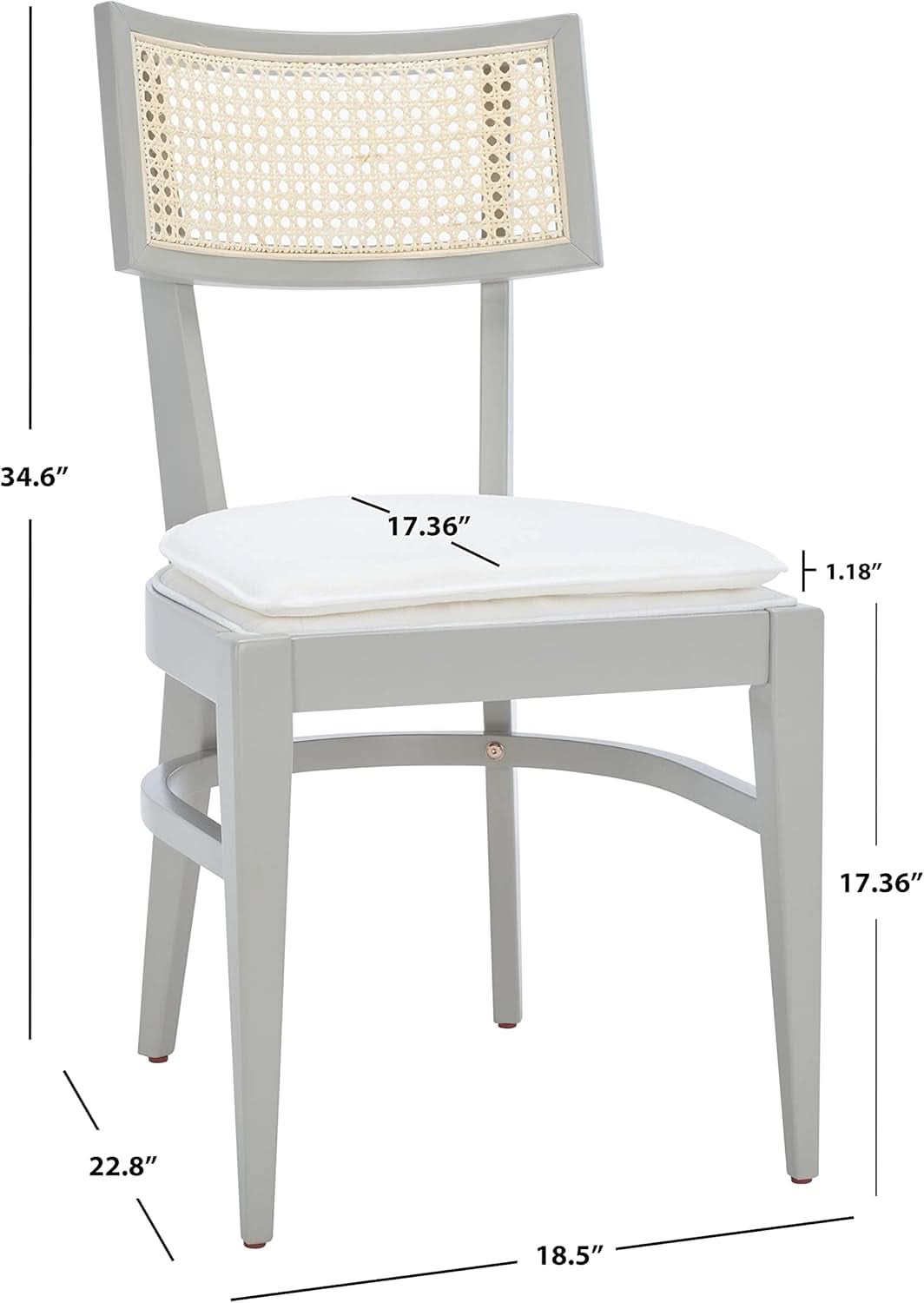 Ashford Cane Back Dining Chair – Coastal Grey Oak Dining Chair with Upholstered Seat