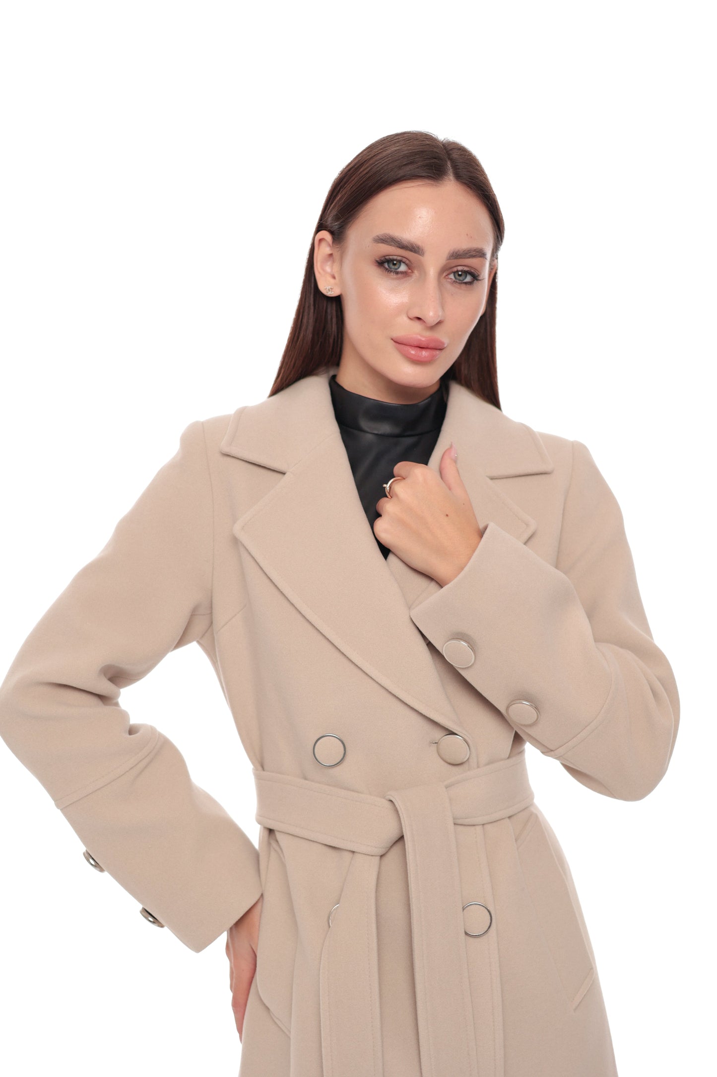 Zuri Cashmere Blend Overcoat in Nude