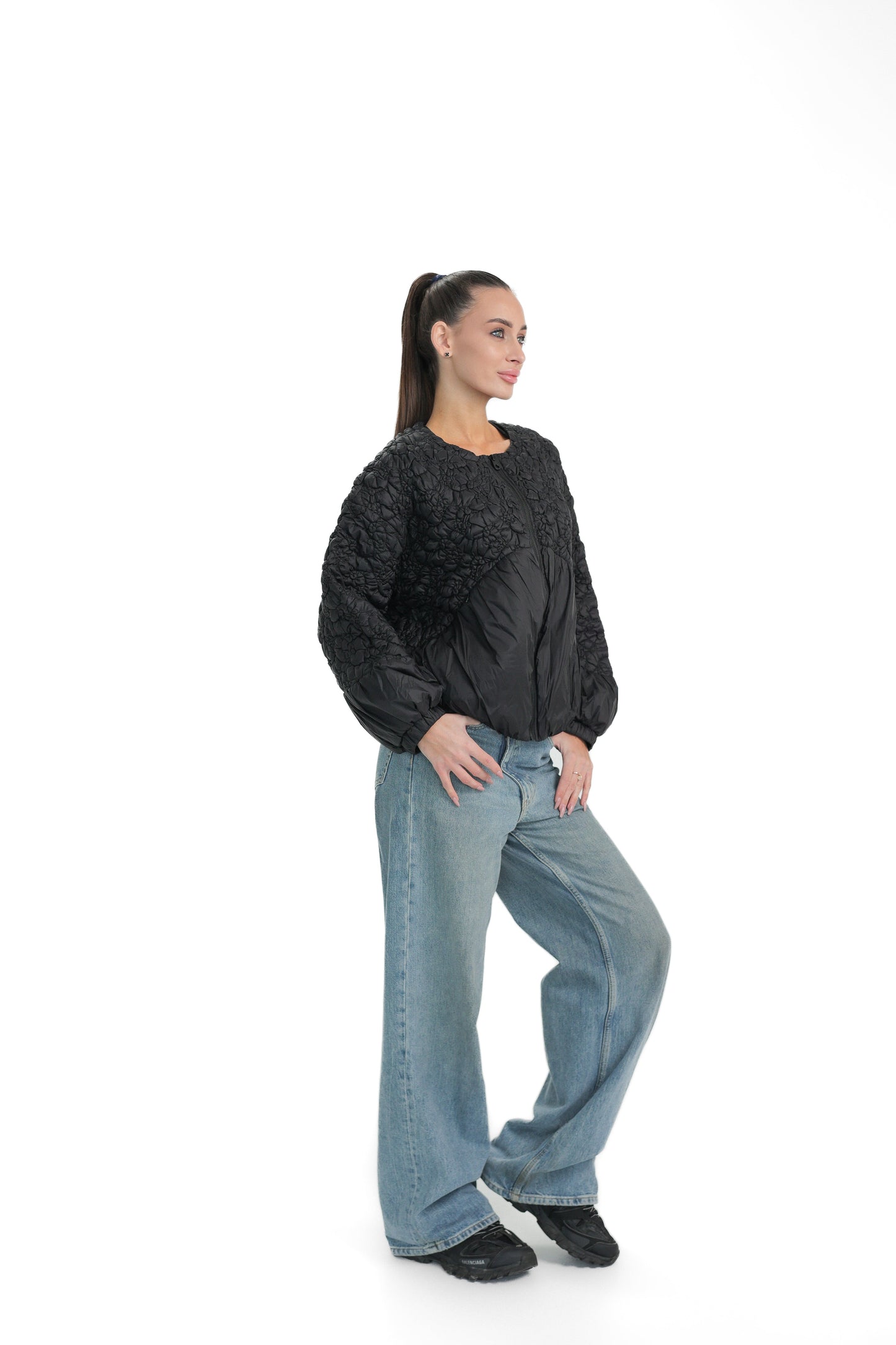 Light Quilted Demi-Season Jacket in Black