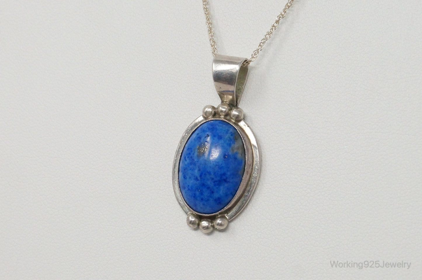 VTG Native American Jason Livingston Lapis Lazuli Sterling Silver Necklace