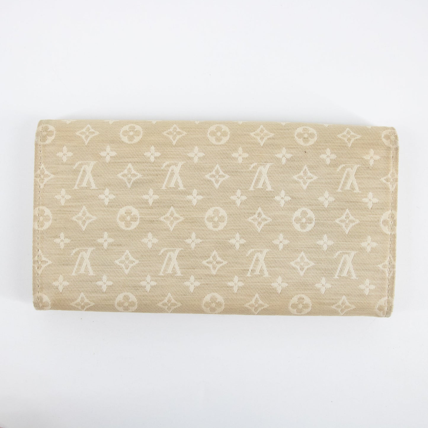 Louis Vuitton Beige Monogram Mini lin Portefeuille Sarah Wallet  #2283