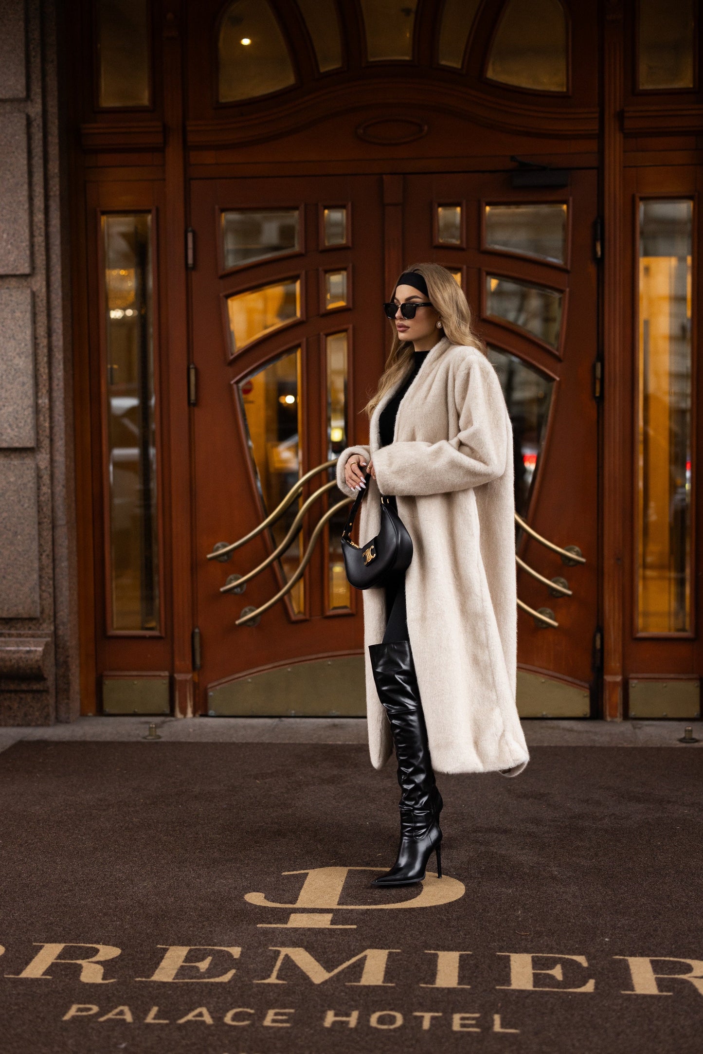 Sylvie Iconic Statement Fiber Coat in Ivory
