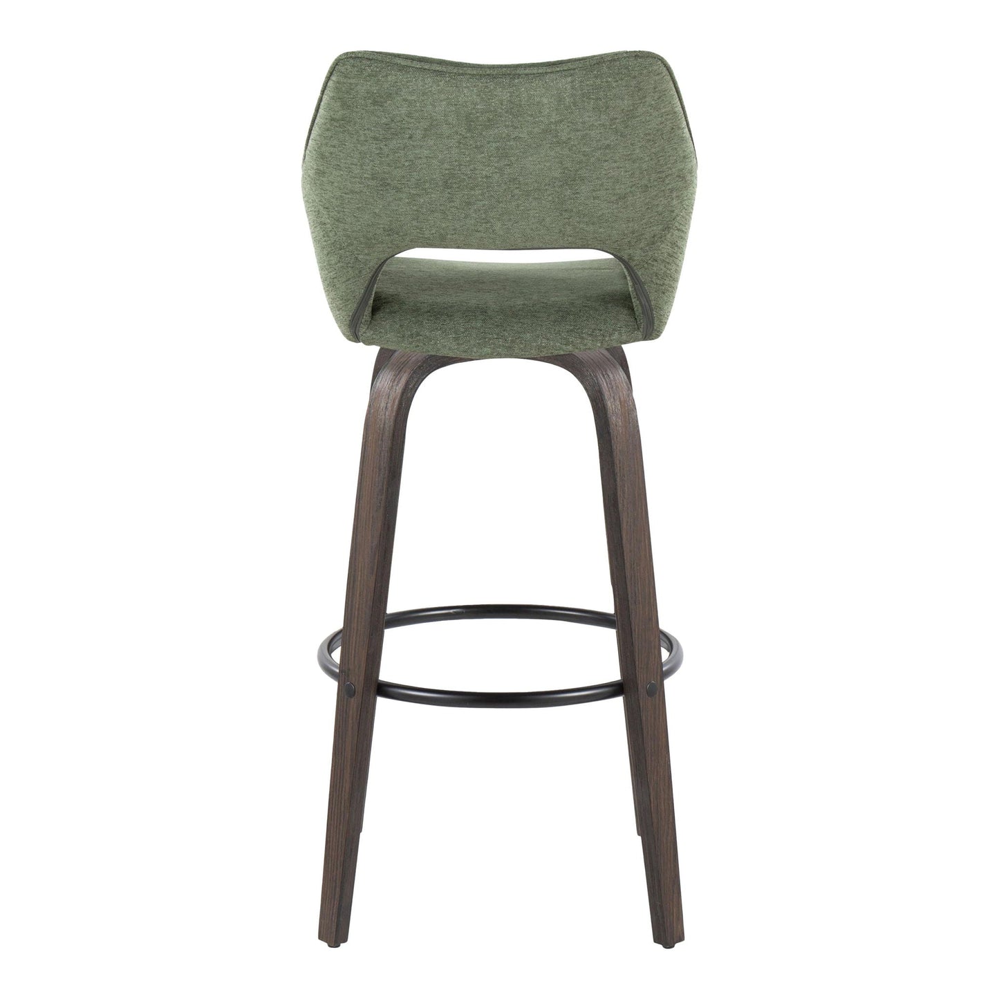Mustang - Contemporary Fixed Height Barstool With Swivel With Round Footrest (Set of 2)