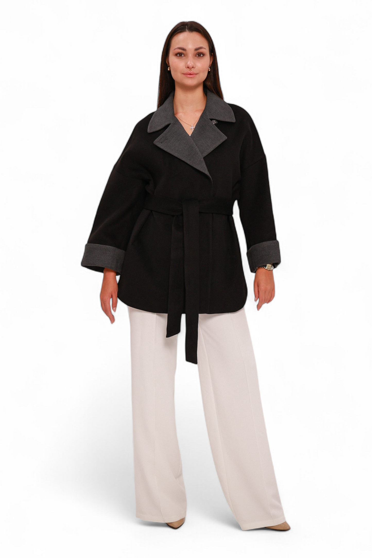 Sandro Cashmere Blend Overcoat in Black