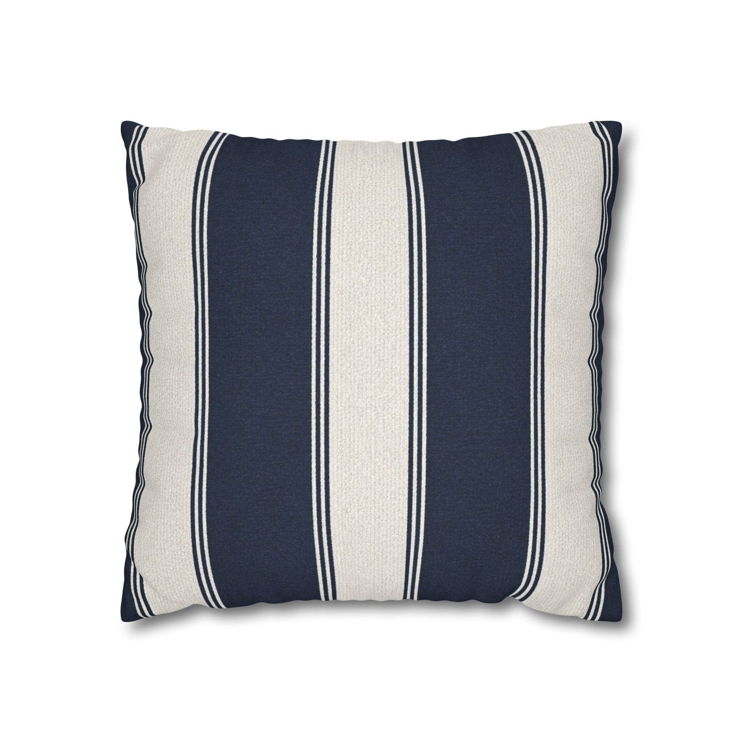 Navy Cream Striped Throw Pillowcase, Square Throw Pillow Cover 18x18 | Coastal Cottage Decor 18"x18"