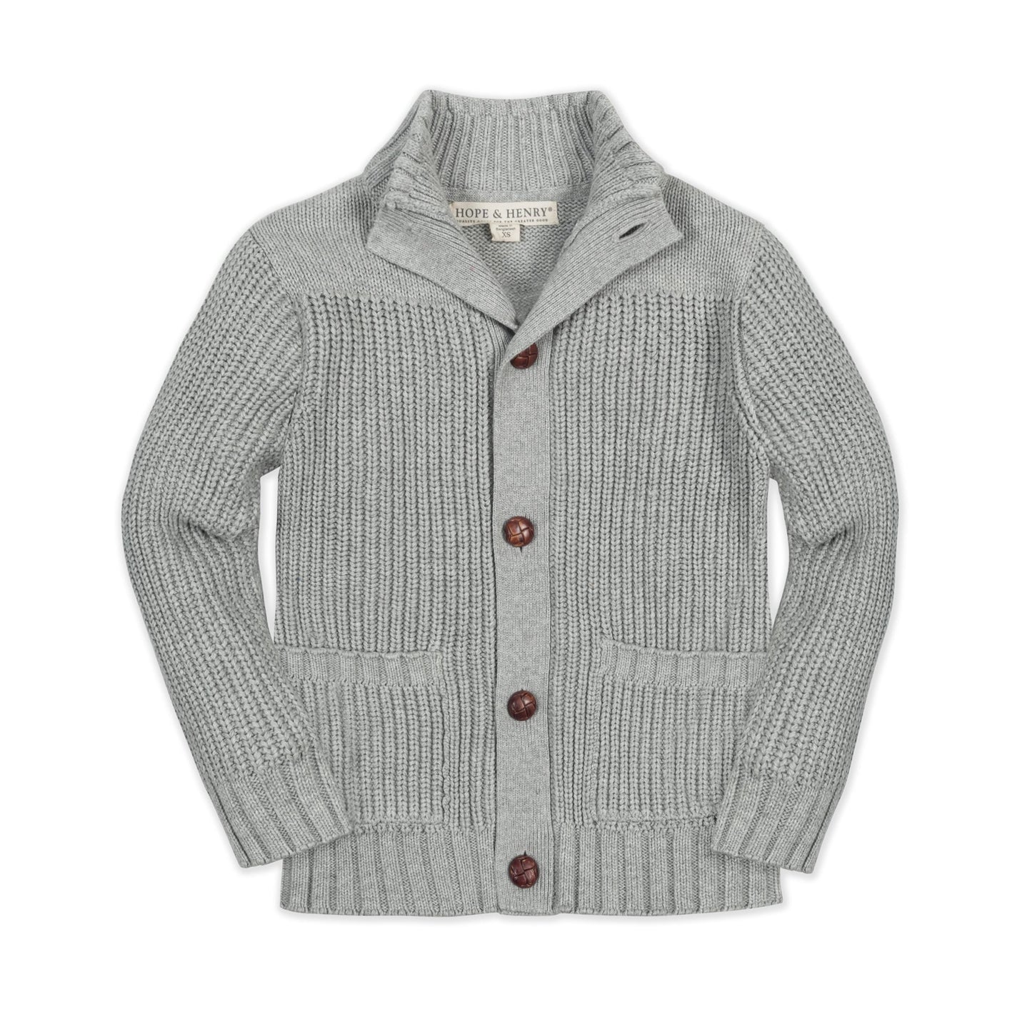 Organic Cotton Grey Mock Neck Knit Cardigan