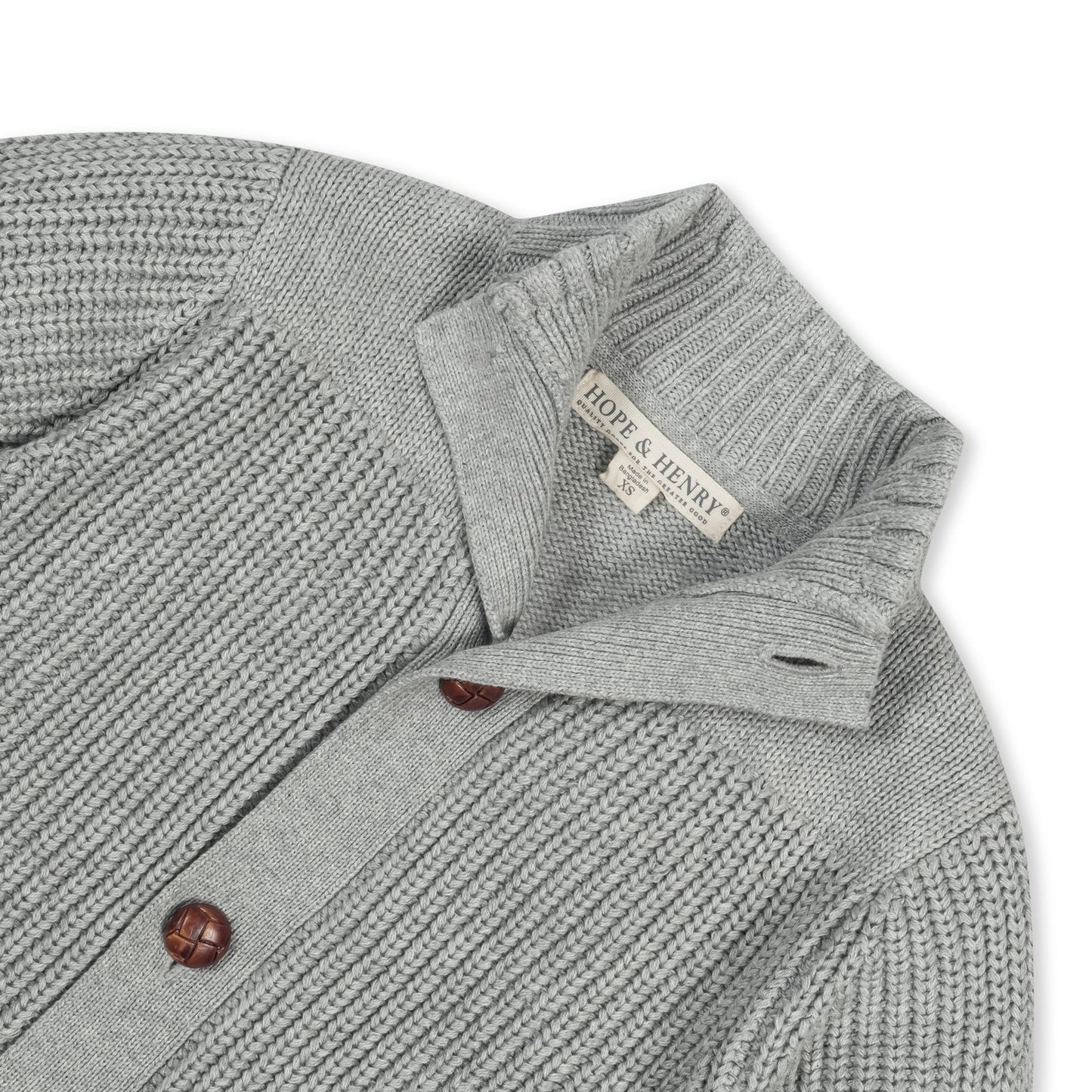 Organic Cotton Grey Mock Neck Knit Cardigan