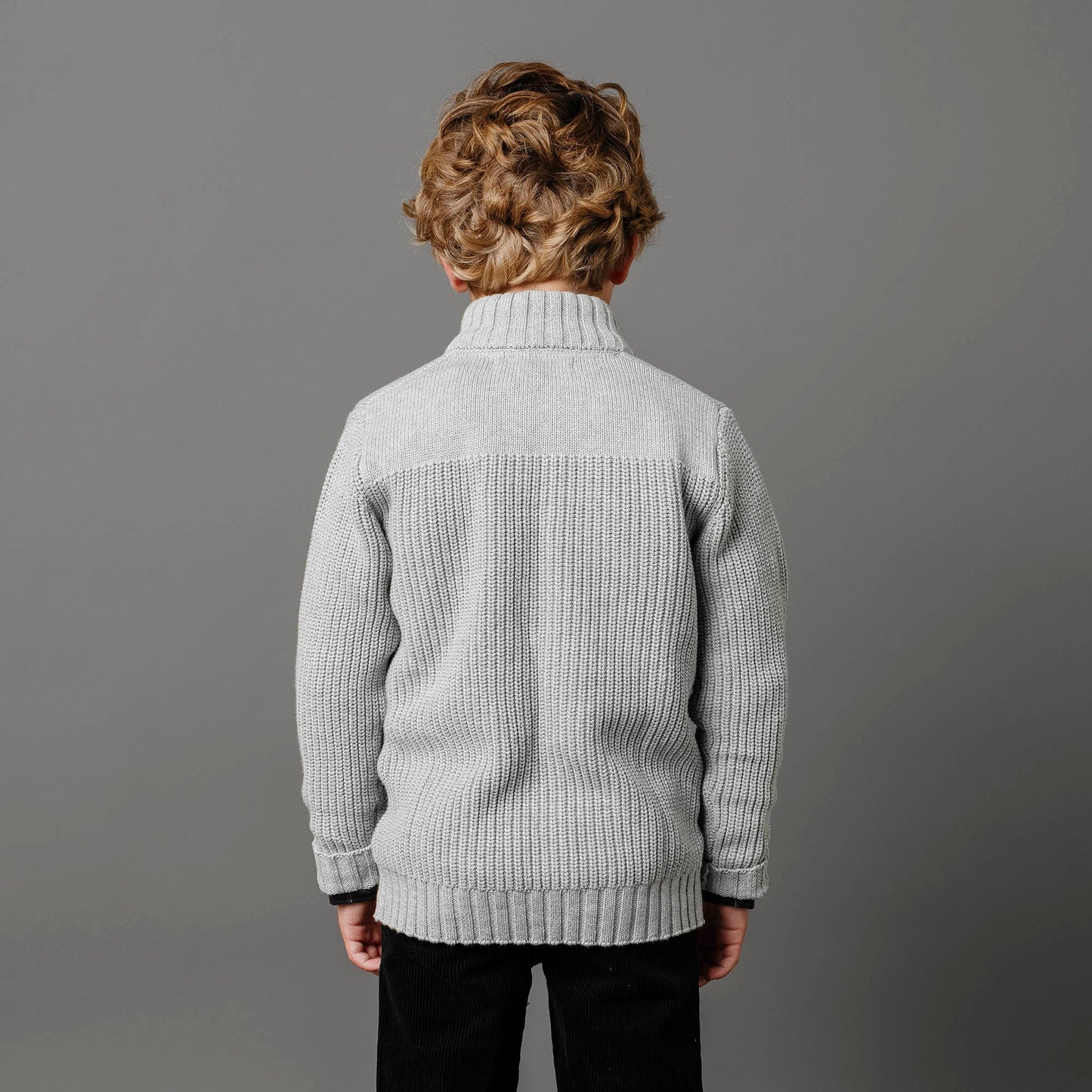 Organic Cotton Grey Mock Neck Knit Cardigan