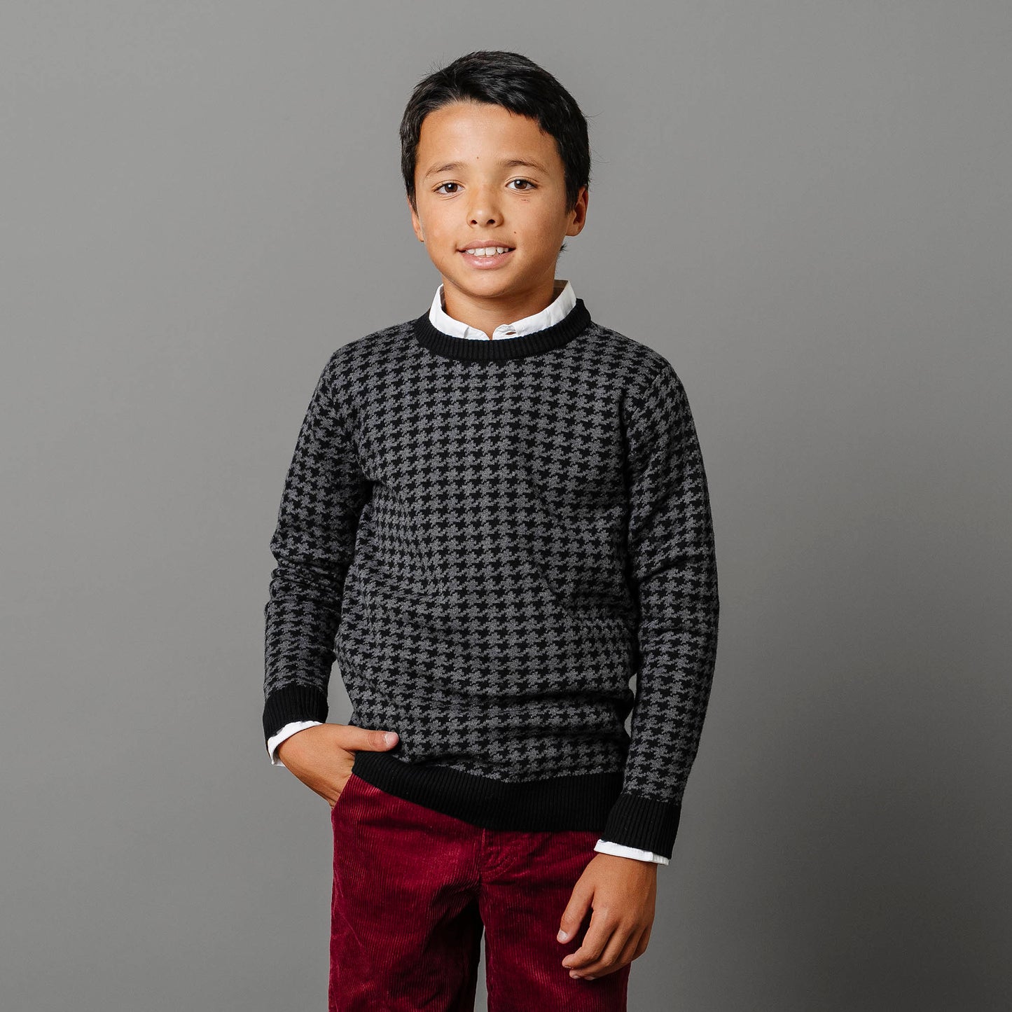 Organic Cotton Intarsia Crew Neck Sweater - Baby