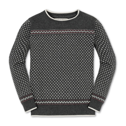 Organic Cotton Intarsia Crew Neck Sweater