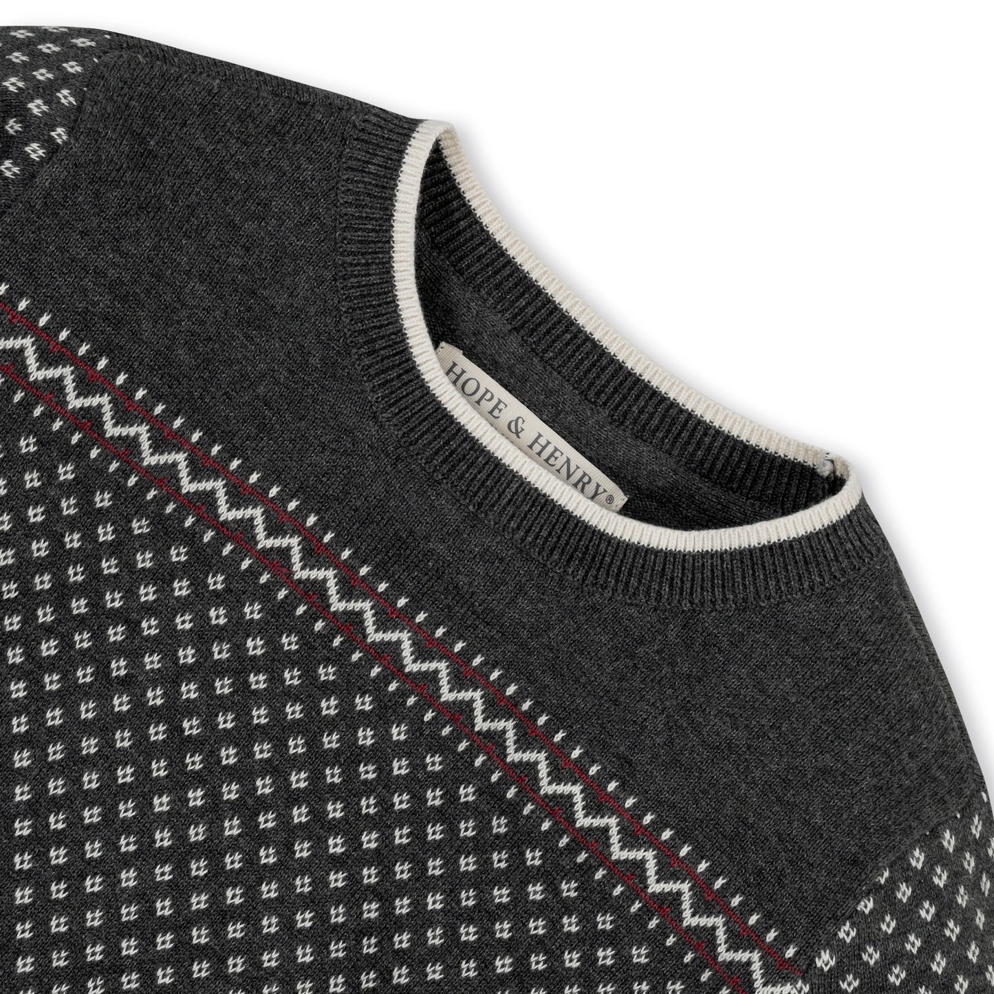 Organic Cotton Intarsia Crew Neck Sweater