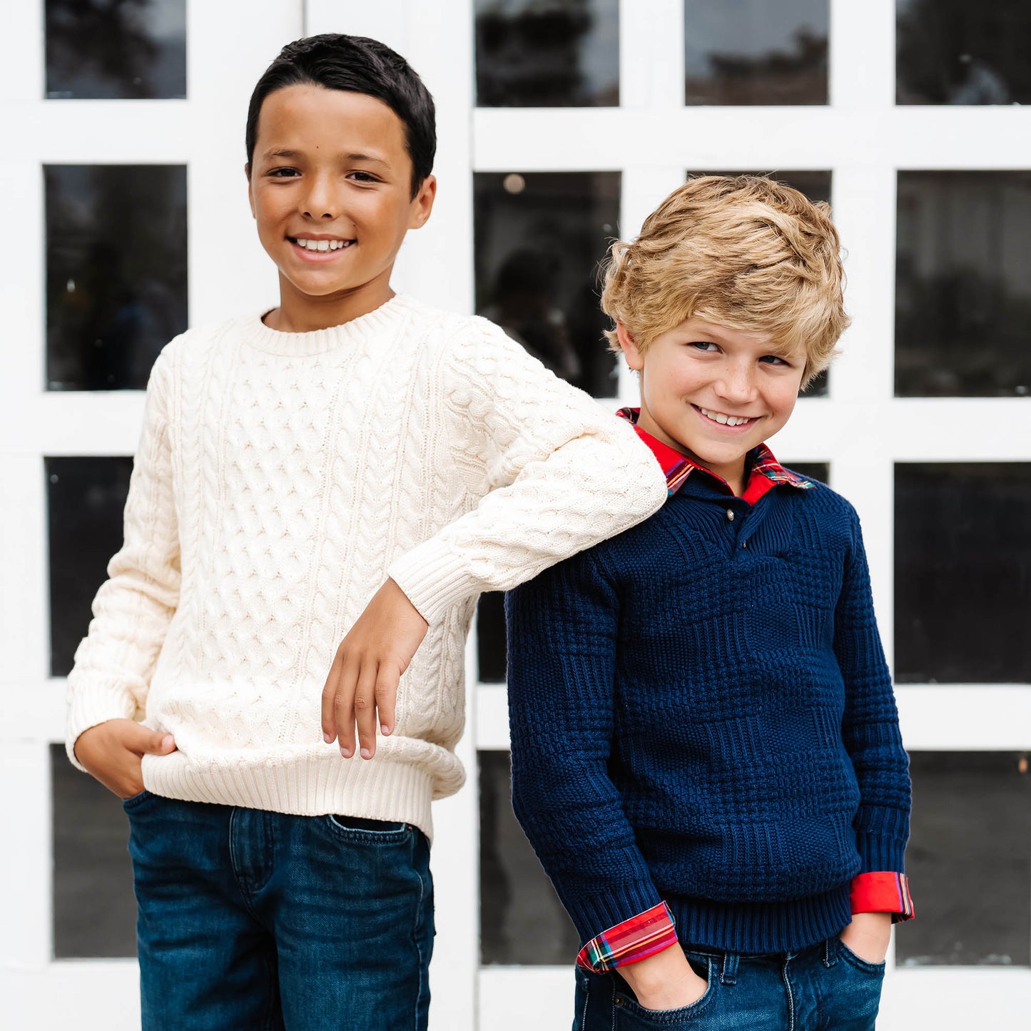 Organic Cotton Navy Textured Shawl Collar Sweater