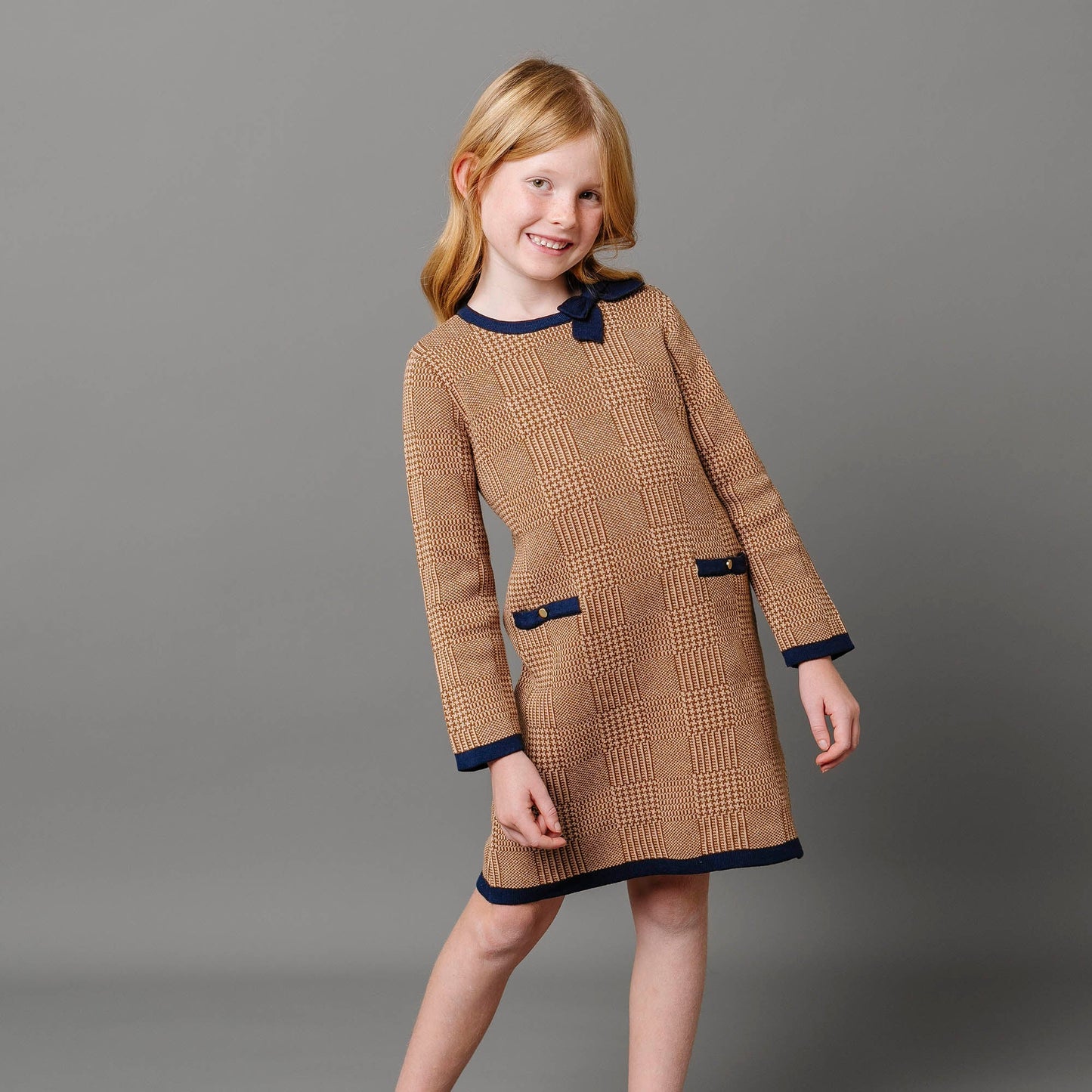 Organic Cotton Preppy Bow Sweater Dress - Baby
