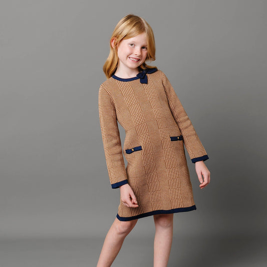 Organic Cotton Preppy Bow Sweater Dress - Baby
