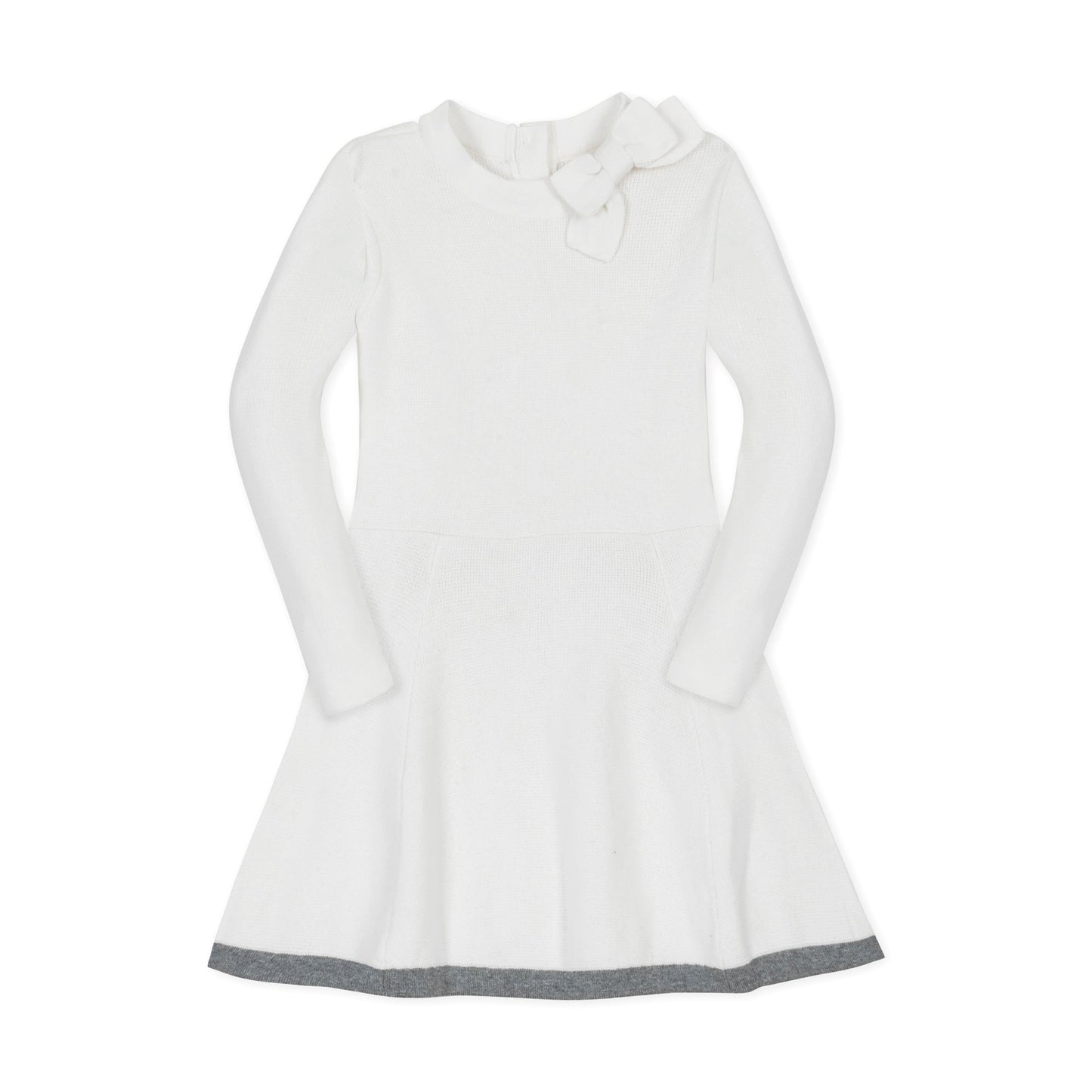 Organic Cotton White Mock Neck Bow Detail Sweater Dress