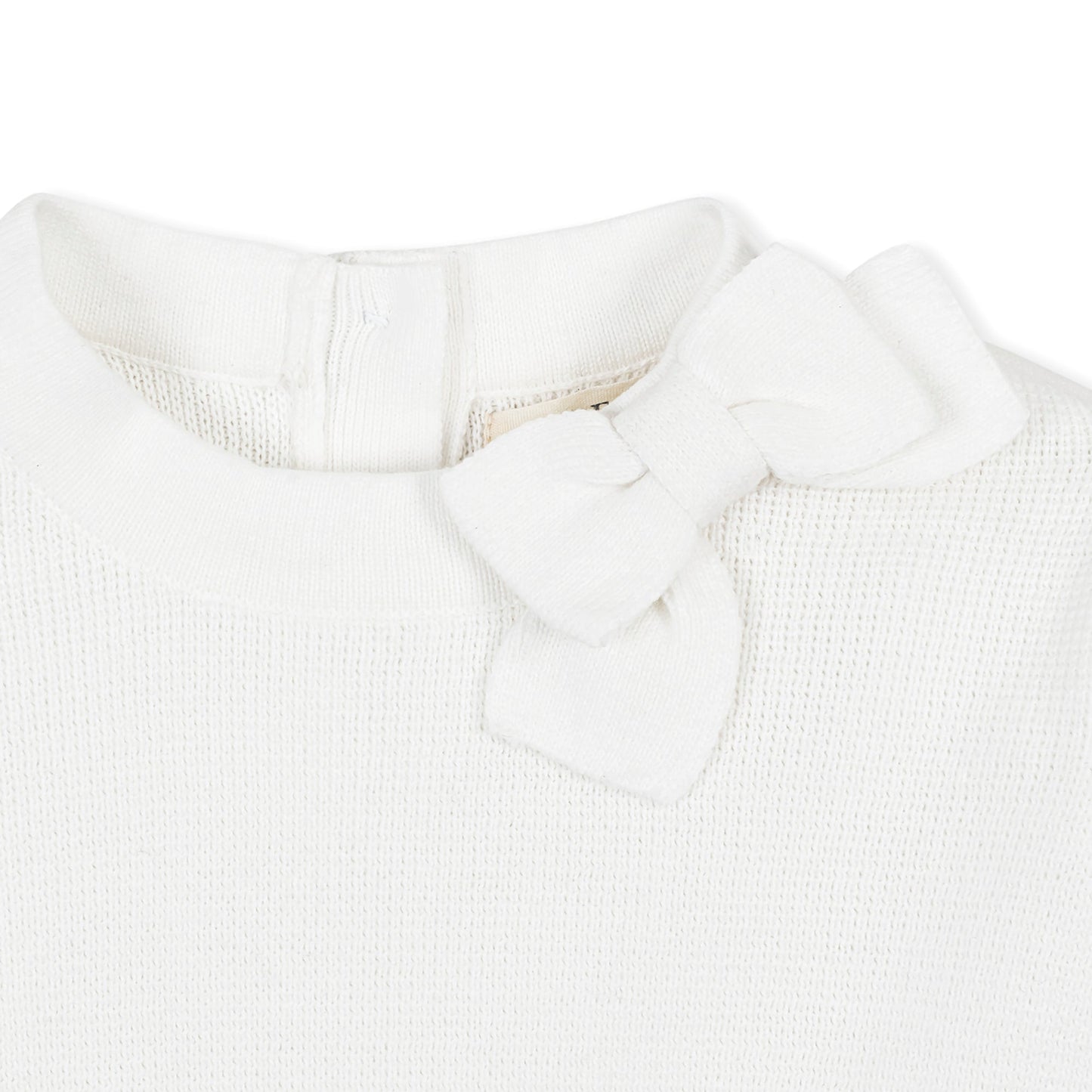 Organic Cotton White Mock Neck Bow Detail Sweater Dress