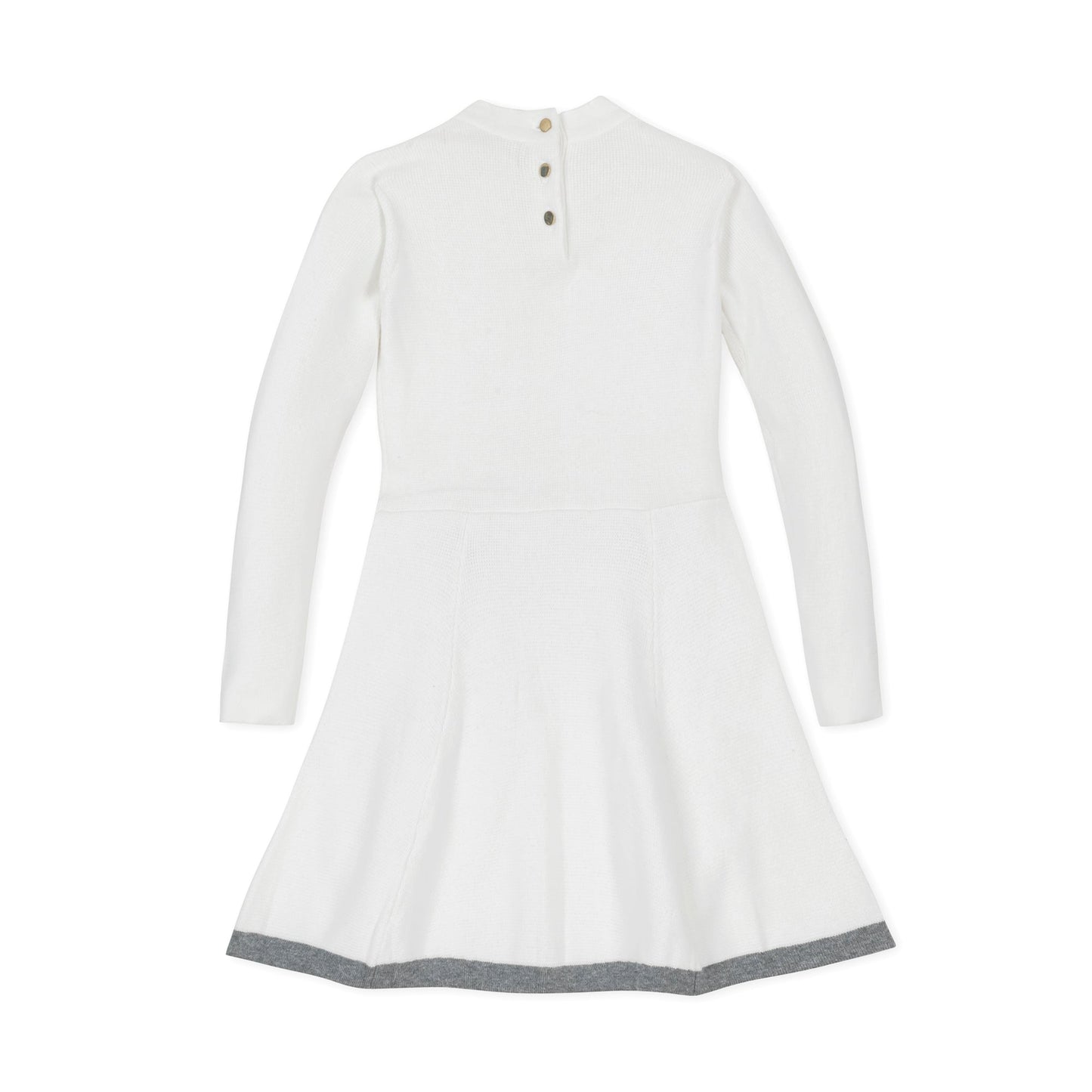 Organic Cotton White Mock Neck Bow Detail Sweater Dress