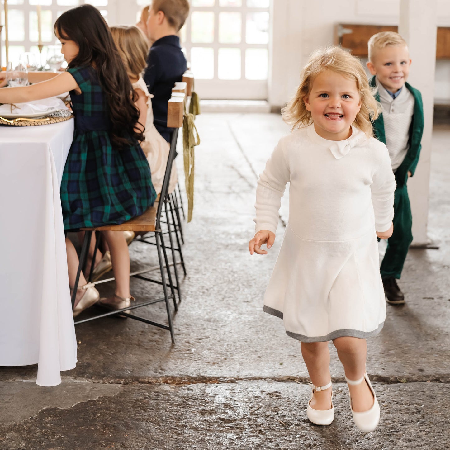 Organic Cotton White Mock Neck Bow Detail Sweater Dress