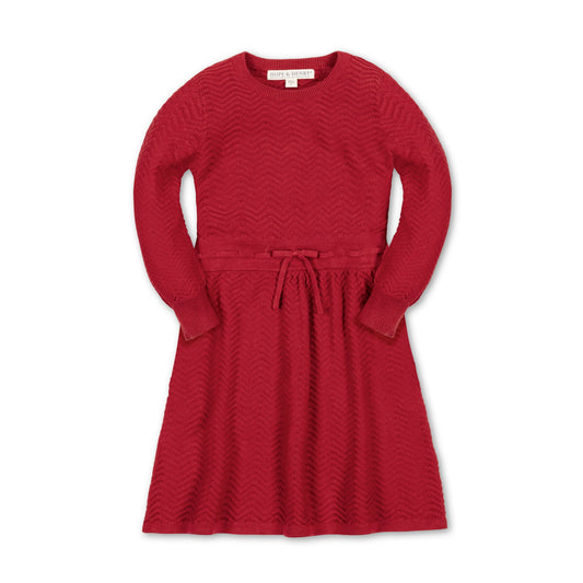 Organic Cotton Red Balloon Sleeve Sweater Dress - Baby