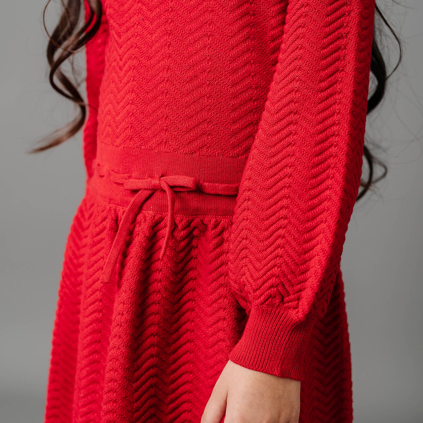 Organic Cotton Red Balloon Sleeve Sweater Dress - Baby