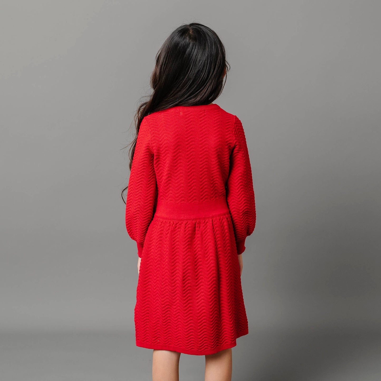 Organic Cotton Red Balloon Sleeve Sweater Dress - Baby