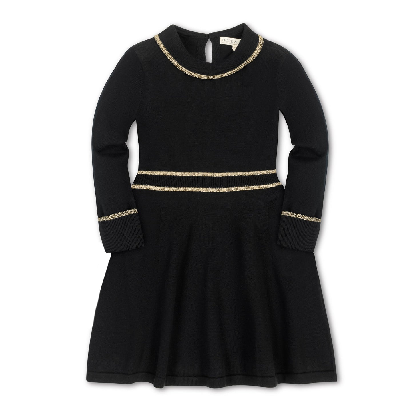 Organic Cotton Black and Gold Tipped Sweater Dress