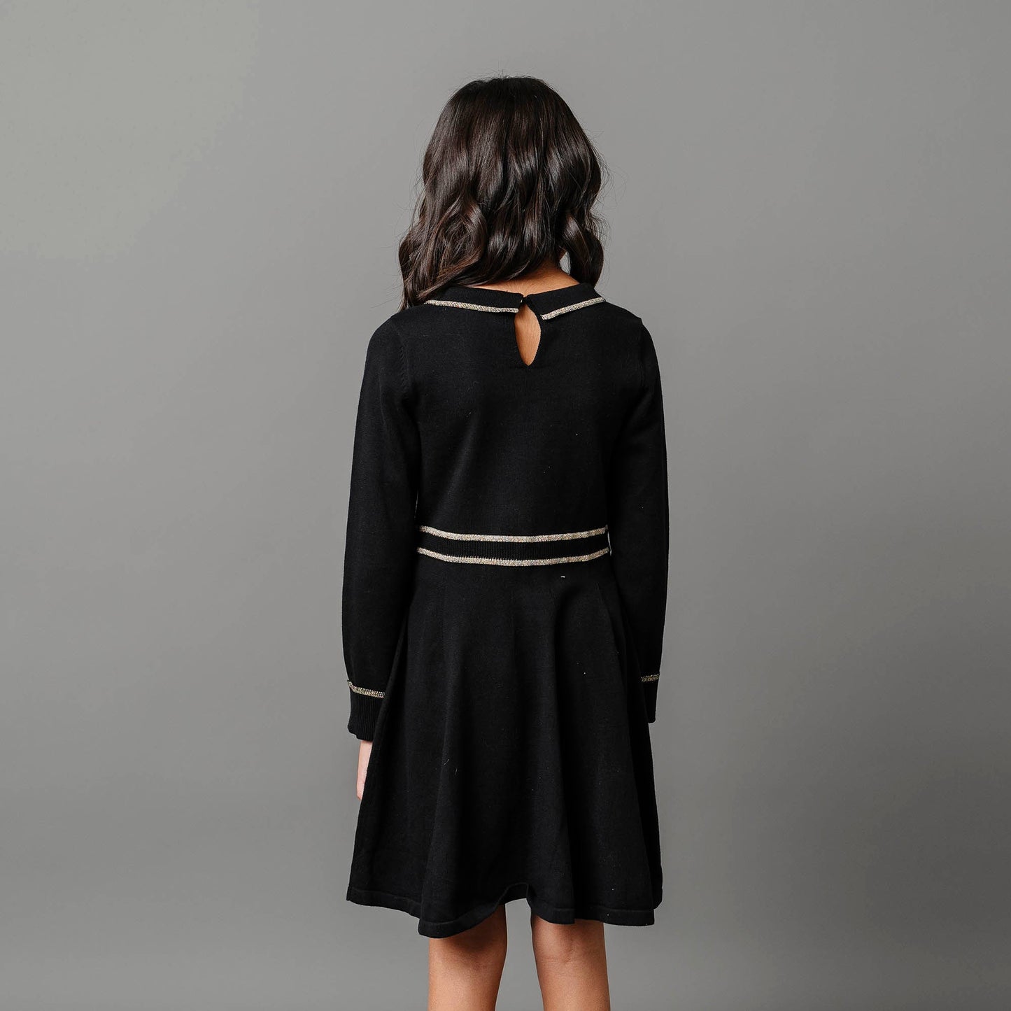 Organic Cotton Black and Gold Tipped Sweater Dress