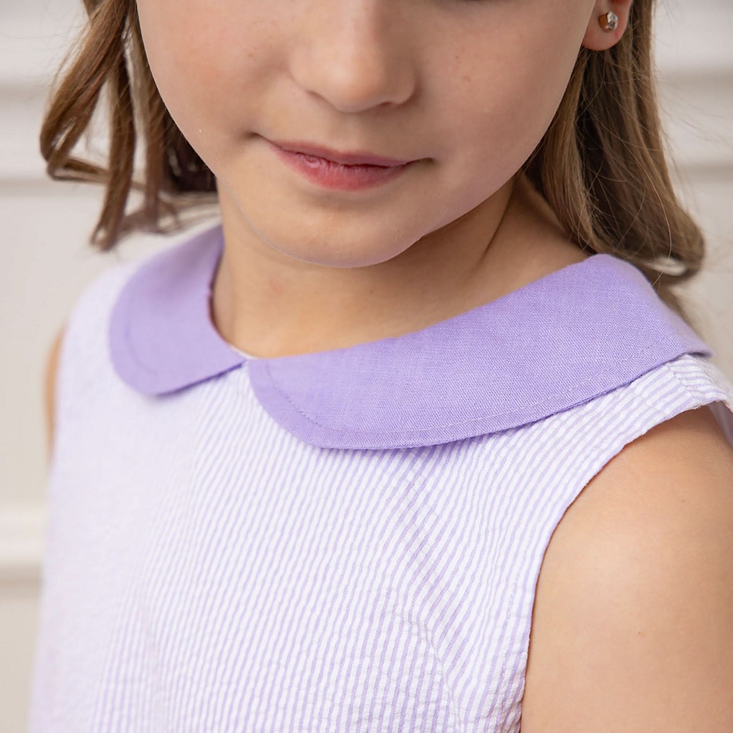 Organic Seersucker Peter Pan Collar Dress - Baby