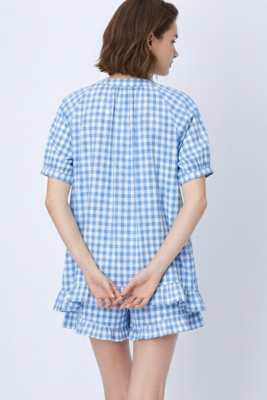 Miss Sparkling |Gingham Ruffle Pajama Set