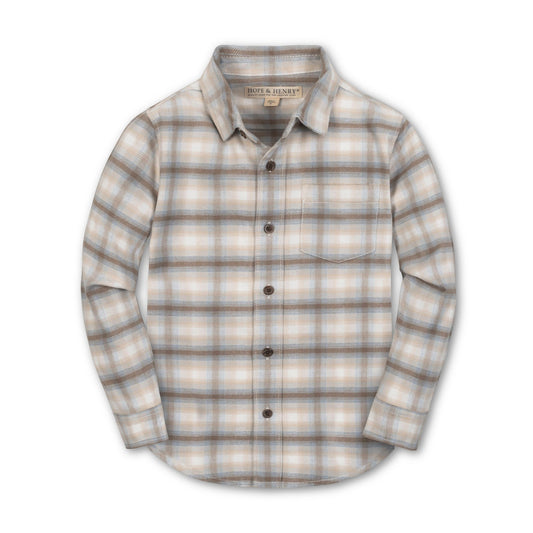 Organic Cotton Grey Plaid Flannel Shirt