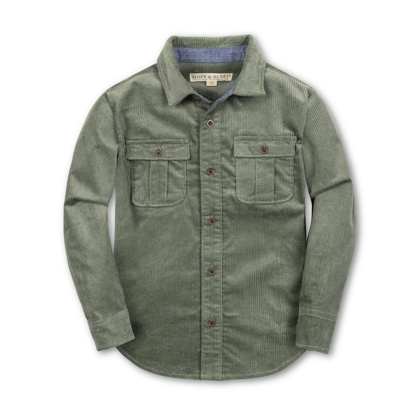 Organic Cotton Green Corduroy Flap Pocket Shirt